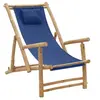 Image de Chaise exterieur pliable en bambou H. 90 cm bleu