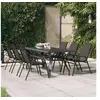 Image de Table de jardin Gris et noir 180x80x70 cm Acier et verre 318771
