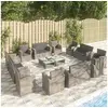 Image de Gris 16 pieces Ensembles canapes. fauteuils et tables de jardin acier 66 x 125 x 87.5