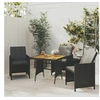Image de Table de jardin Noir 70x70x72 cm Résine tressée et acacia