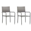 Image de Chaise à dîner de jardin empilable lot de 2 gris résine tressée, chaise à dîner d'extérieur, chaise de patio, 318699