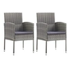 Image de Chaises de jardin coussins gris foncé 2 pcs résine tressée, siège de jardin, chaise de balcon, chaise à dîner de 318705