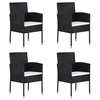 Image de Chaises de jardin coussins blanc crème 4pcs noir résine tressée