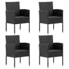 Image de Chaises de jardin coussins noir lot de 4 noir résine tressée
