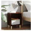 Image de Tables de Chevet avec Pieds en Bois 2 pcs, Armoires de Nuit avec 2 Etagères, Armoires de Lit, Meubles de Rangement Chambre, Chêne Fumé