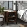 Image de Table de Chevet avec Pieds en Métal, Armoire de Nuit avec 2 Etagères, Armoire de Lit avec Rangement, Meuble de Chambre, Chêne Fumé