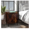 Image de Tables de Chevet avec Pieds en Métal, Armoires de Nuit avec Rangement, Armoires de Lit, Meubles de Chambre à Coucher Intérieur, Chêne Fumé