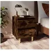 Image de Table de chevet avec pieds en bois Chêne fumé 40x35x50 cm