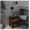 Image de Tables de chevet pieds en métal 2 pcs Chêne fumé 40x35x50 cm