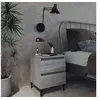 Image de Table de Chevet avec Pieds en Métal, Armoire de Nuit avec 2 Tiroirs, Armoire de Lit avec Rangement, Meuble de Chambre, Sonoma Gris