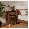 Image de Table de chevet avec pieds en bois solide Chêne fumé 40x35x69cm