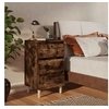 Image de Tables de chevet et pieds en bois 2 pcs Chêne fumé 40x35x69 cm