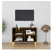 Image de Meuble TV avec pieds en bois massif Chêne fumé 69,5x30x50 cm