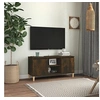 Image de Meuble TV avec pieds en bois solide Chêne fumé 103,5x35x50 cm813158
