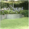 Image de Lit Surélevé de Jardin Pot à Fleurs Boîte à Plantes Lit Surélevé Patio Terrasse Extérieur Acier Enduit de Poudre 152x80x36cm Argenté 318917