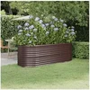 Image de Lit Surélevé de Jardin Pot à Fleurs Boîte à Plantes Lit Surélevé Patio Terrasse Extérieur Acier Galvanisé 224x80x68 318955