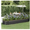 Image de Lit Surélevé de Jardin Pot à Fleurs Boîte à Plantes Lit Surélevé Patio Terrasse Extérieur Acier Galvanisé 322x100x36 319001
