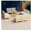 Image de Salon de jardin modulable bois beige 8 pieces 8 personnes