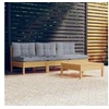 Image de Salon de jardin bois gris 4 pieces x 63.5 x 62.5 4 personnes
