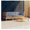 Image de 4-delige Loungeset met grijze kussens grenenhout3096105