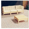 Image de Salon de jardin modulable bois beige 4 pieces 63.5 x 63.5 x 28.5 4 personnes