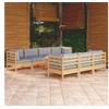 Image de Bois de Pin Massif Salon de Jardin 8 pcs avec Coussins Mobilier de Patio Meubles d'Extérieur Mobilier de Jardin 3096159