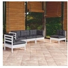 Image de Salon de jardin modulable bois gris 5 pieces 63.5 x 60 x 62.5 5 personnes