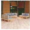 Image de 7 personnes salon de jardin modulable bois gris x 63.5 x 62.5 7 pieces