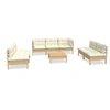 Image de Salon de jardin bois massif beige 8 pieces 63.5 x 63.5 x 62.5 8 personnes