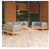 Image de Bois de Pin Massif Salon de Jardin 7 pcs avec Coussins Mobilier de Patio Meubles d'Extérieur Mobilier de Jardin 3096255