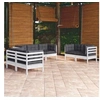 Image de Salon de jardin modulable bois blanc 7 pieces x 63.5 x 62.5 7 personnes