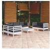Image de Salon de jardin modulable bois blanc 8 pieces x 63.5 x 62.5 8 personnes