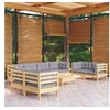 Image de Salon de jardin bois gris 9 pieces x 63.5 x 62.5 9 personnes