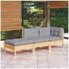 Image de Salon de jardin modulable bois massif gris 3 personnes x 63.5 x 62.5 cm 3 pieces