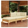 Image de Salon de jardin modulable 3 pieces bois massif beige x 63.5 x 62.5 cm 3 personnes