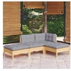 Image de Salon de jardin modulable gris 4 pieces bois massif x 63.5 x 62.5 cm 4 personnes