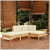 Image de Salon de jardin modulable bois beige 4 pieces 63.5 x 63.5 x 62.5 4 personnes