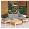 Image de Salon de jardin modulable 5 pieces bois massif gris x 63.5 x 28.5 cm 5 personnes