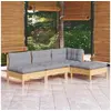 Image de Salon de jardin modulable gris 4 personnes 4 pieces x 63.5 x 62.5 cm bois massif