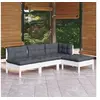 Image de Salon de jardin modulable bois massif 4 personnes 4 pieces x 63.5 x 62.5 cm gris