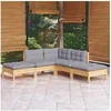 Image de Bois de Pin Massif Salon de Jardin 5 pcs avec Coussins Mobilier de Patio Meubles d'Extérieur Mobilier de Jardin 3096309