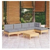Image de Bois de Pin Massif Salon de Jardin 6 pcs avec Coussins Mobilier de Patio Meubles d'Extérieur Mobilier de Jardin 3096339