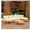 Image de Bois de Pin Massif Salon de Jardin 6 pcs avec Coussins Mobilier de Patio Meubles d'Extérieur Mobilier de Jardin 3096340