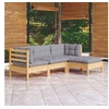 Image de Salon de jardin modulable bois gris 4 pieces x 63.5 x 62.5 cm
