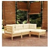 Image de Salon de jardin modulable beige bois 4 pieces x 63.5 x 62.5 cm 4 personnes