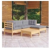 Image de Bois de Pin Massif Salon de Jardin 5 pcs avec Coussins Mobilier de Patio Meubles d'Extérieur Mobilier de Jardin 3096351