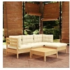 Image de Salon de jardin modulable bois beige 5 personnes 63.5 x 63.5 x 28.5 5 pieces