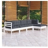Image de Bois de Pin Massif Salon de Jardin 5 pcs avec Coussins Mobilier de Patio Meubles d'Extérieur Mobilier de Jardin 3096359