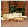 Image de Salon de jardin 6 pcs avec coussins crème bois de pin