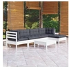 Image de Bois de Pin Massif Salon de Jardin 6 pcs avec Coussins Mobilier de Patio Meubles d'Extérieur Mobilier de Jardin 3096365
